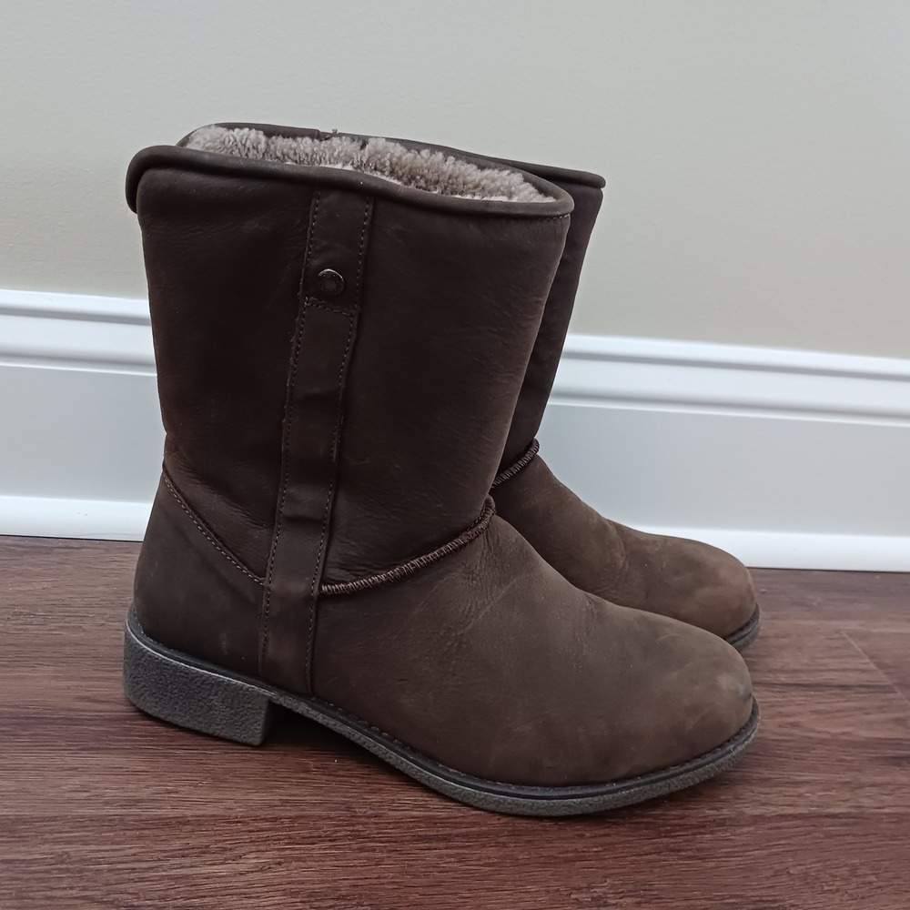 Abeo Burlington PBW1031 Brown Leather Sheepskin Lined Mid Calf Boots Womens 8